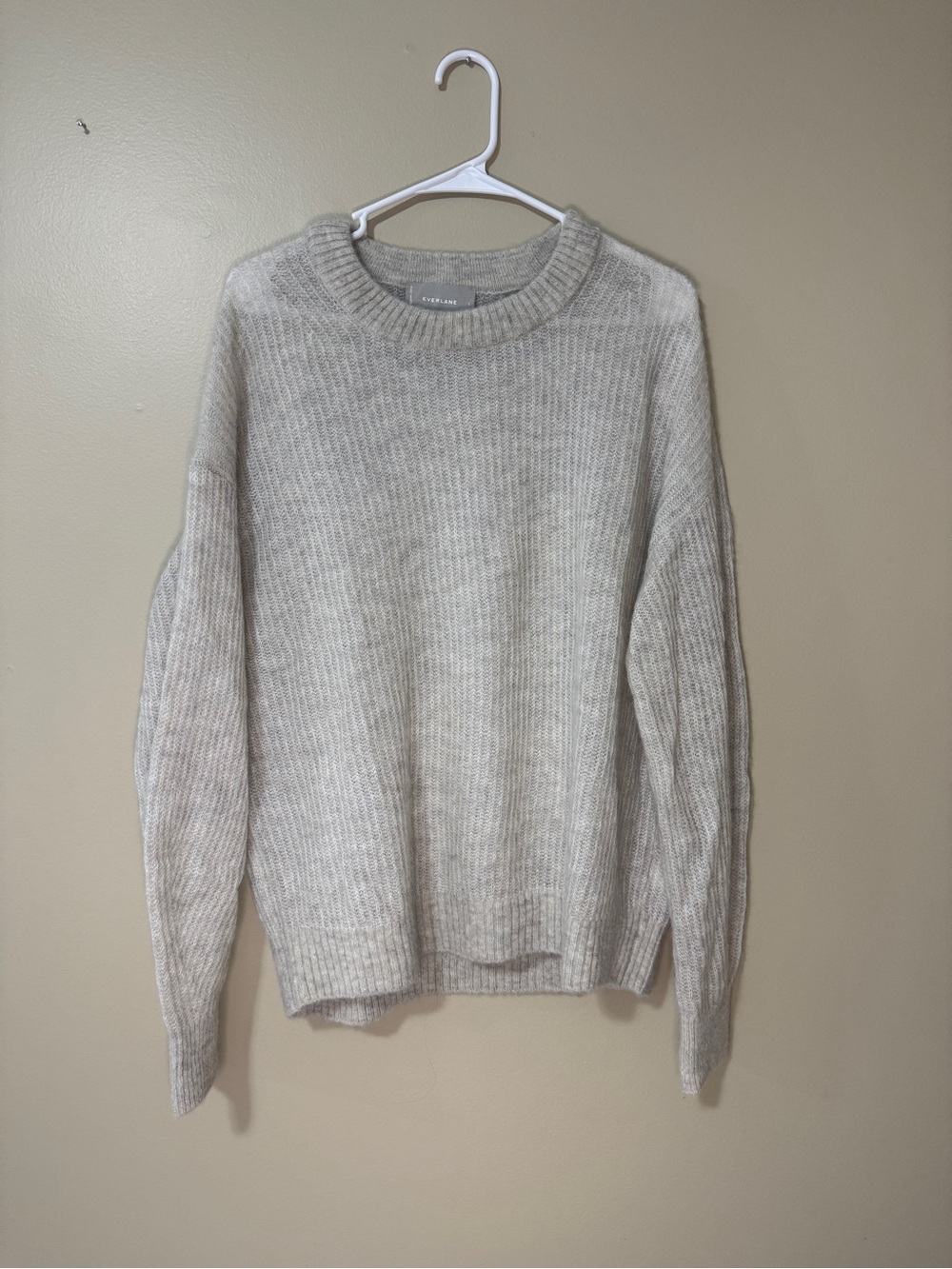 Everlane Light Gray Crewneck Ribbed Sweater Aplaca/Wool blend